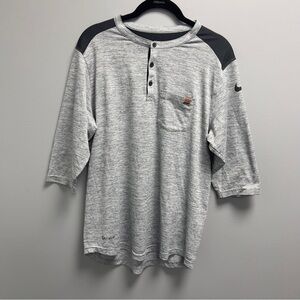 Nike Dri-Fit Florida State Seminoles 3/4 Sleeve Henley Shirt Men’s M Gray/Black